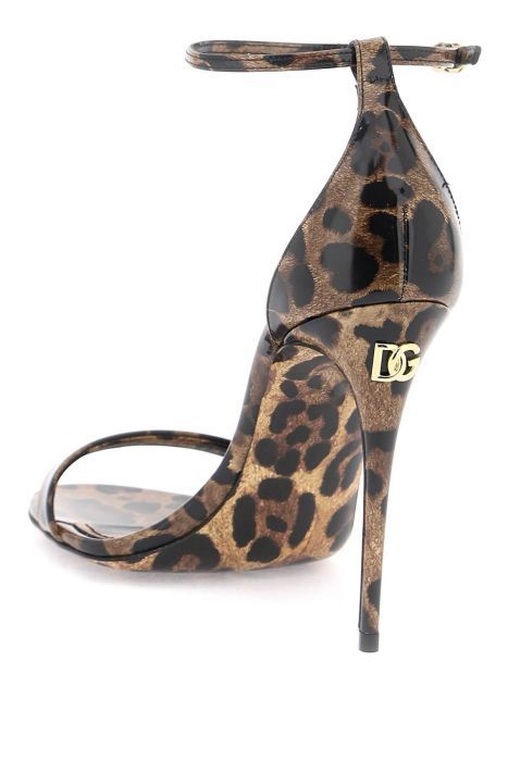 dolce & gabbana sandali in pelle lucida stampa leopardo