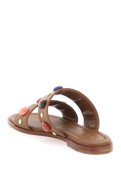 gianvito rossi "slides with natural stone embell