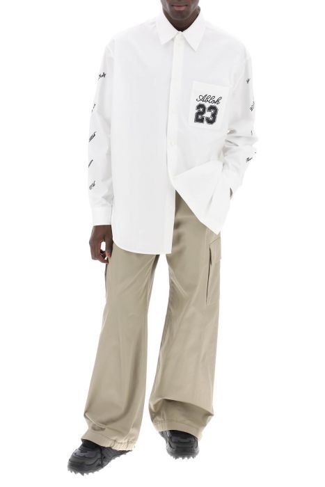 off-white wide-legged cargo pants with ample leg