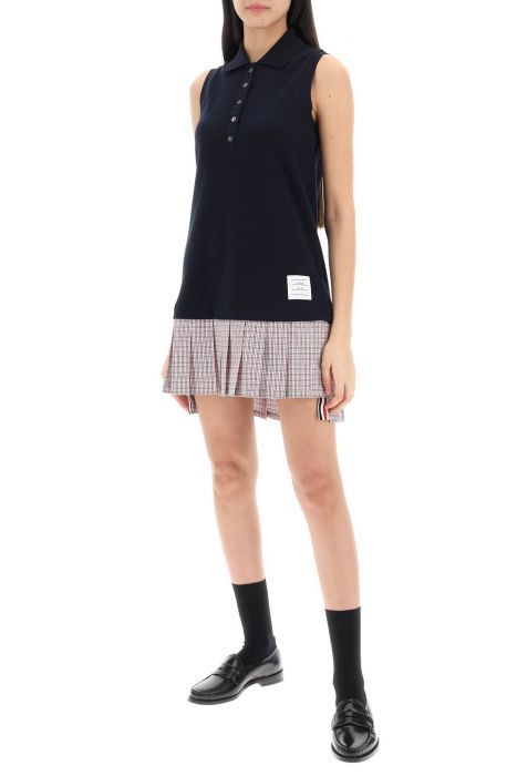 thom browne mini polo-style dress with pleated bottom.