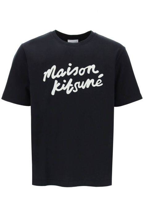 maison kitsune t-shirt con logo handwriting
