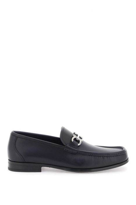 ferragamo smooth leather loafers with gancini