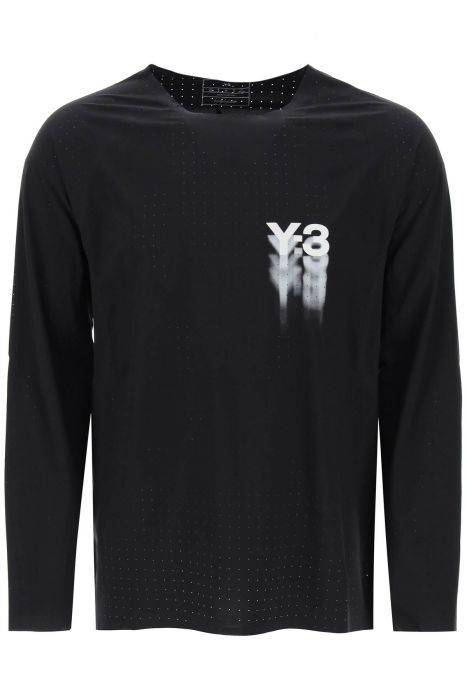 y-3 t-shirt manica lunga in jersey traforato