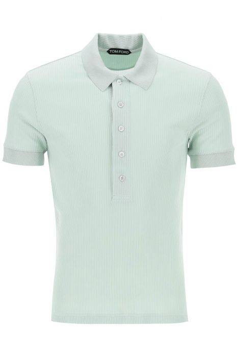 tom ford "ribbed knit polo with shiny