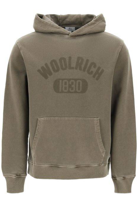 woolrich felpa logata con cappuccio vintage look