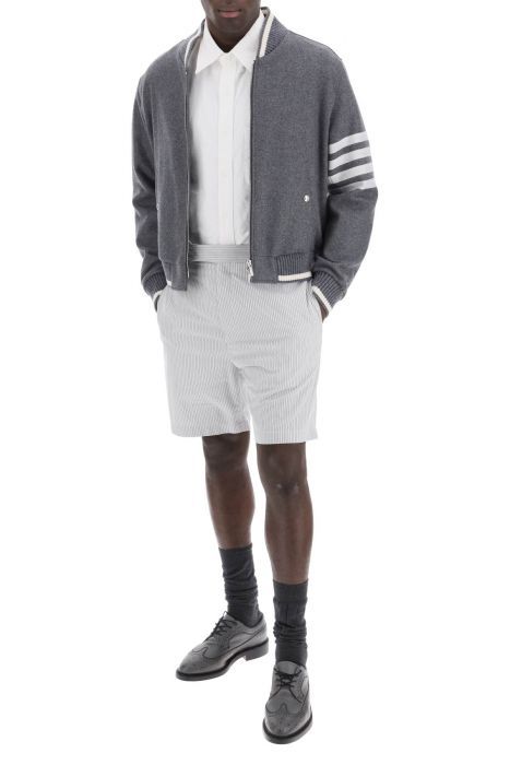 thom browne striped cotton bermuda shorts for men