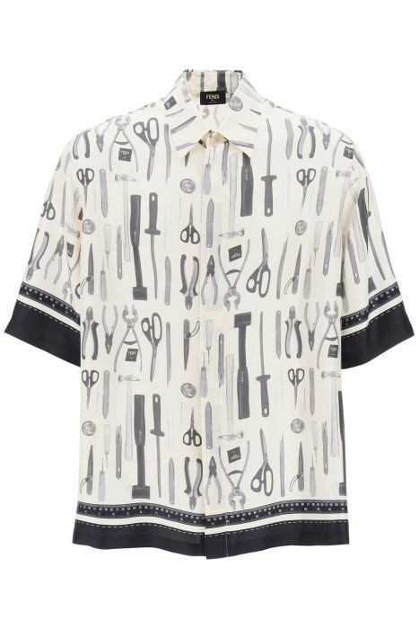 fendi short-sleeved silk shirt for