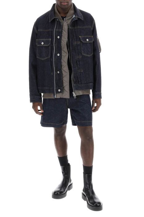 sacai denim bermuda shorts with removable belt