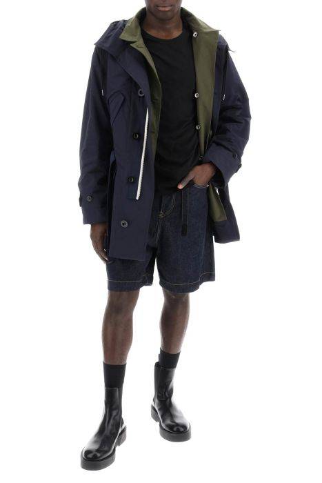 sacai reversible cotton blend overcoat with