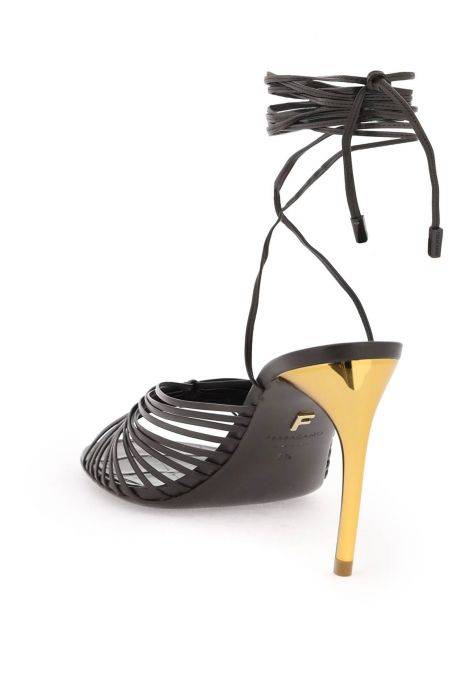 ferragamo curved heel sandals with elevated