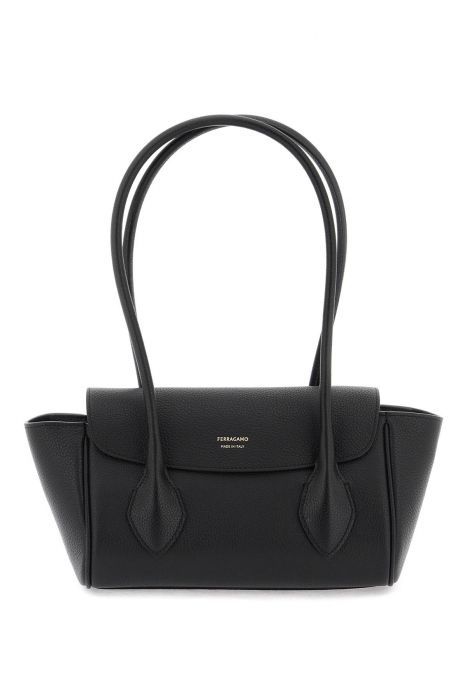 ferragamo east/west hammered leather tote bag