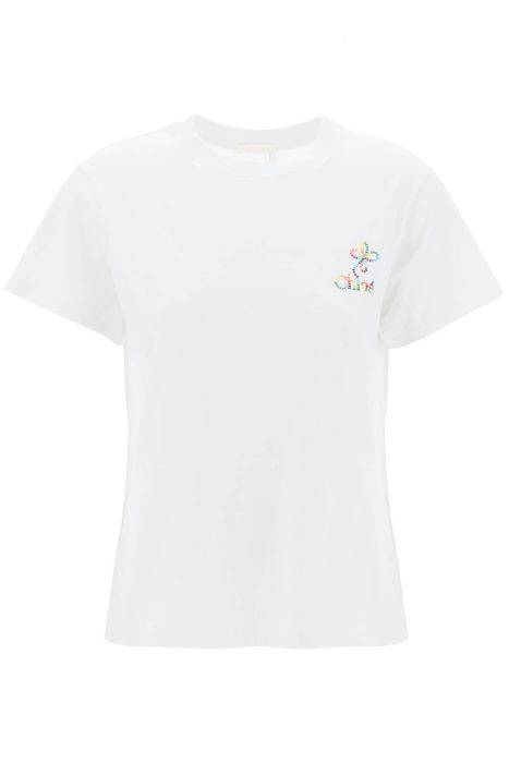 chloe' multicolor embroidered logo t-shirt with