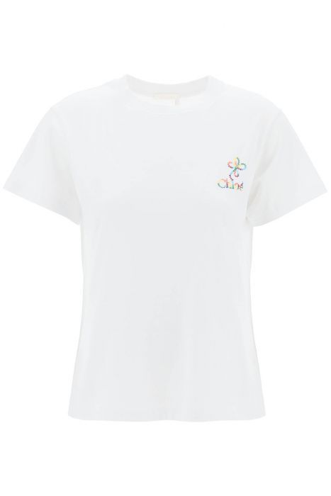 chloe' t-shirt con ricamo logo multicolor