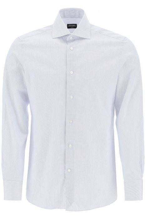 zegna striped shirt with french collar