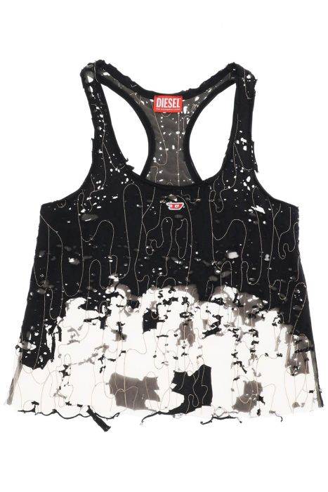 diesel top in tulle e jersey destroyed