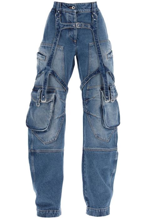 off-white jeans cargo con dettagli harness