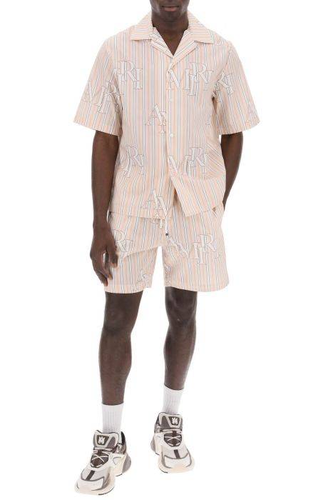 amiri stripe technical poplin bermuda shorts with logo

"striped
