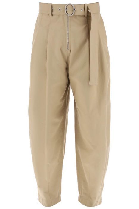 jil sander pantaloni in cotone con cintura removibile