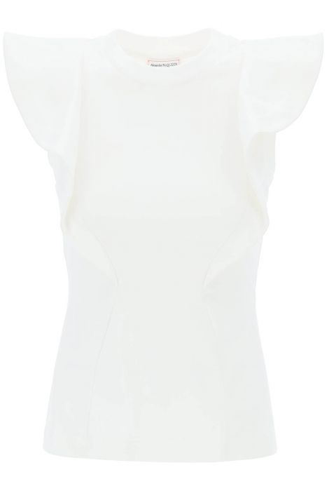 alexander mcqueen t-shirt smanicata con rouches