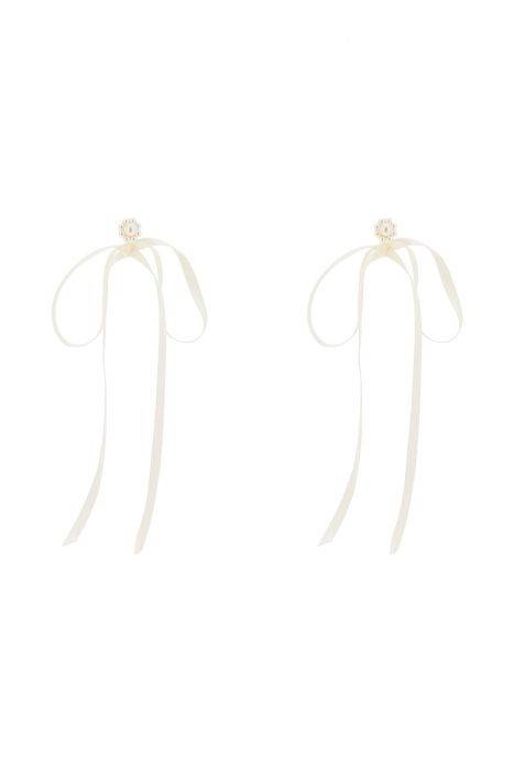 simone rocha button pearl earrings with bow detail.