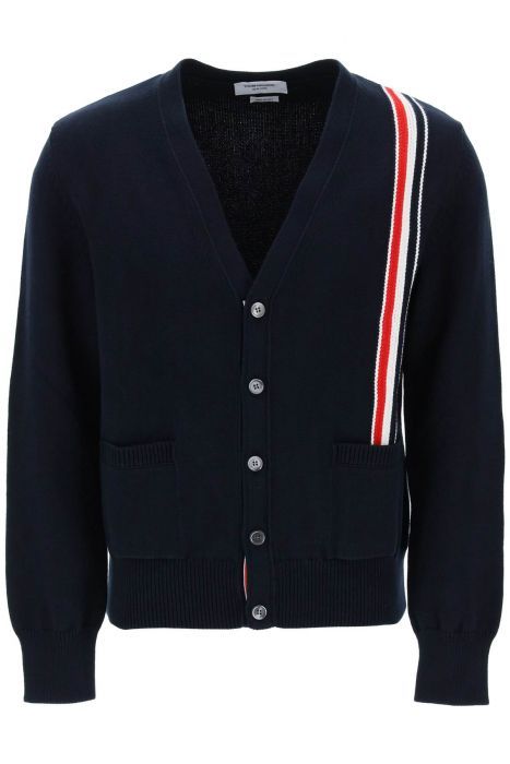 thom browne cotton cardigan with red, white