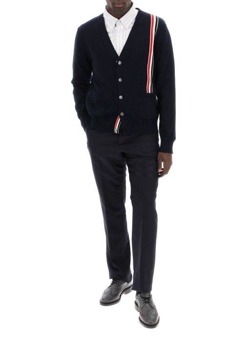 thom browne cotton cardigan with red, white