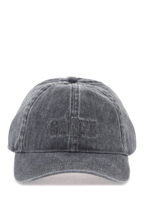 ganni denim baseball cap with adjustable