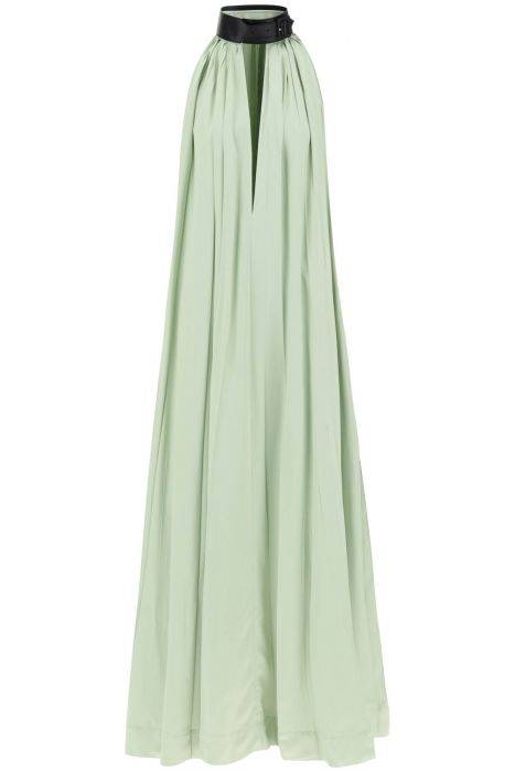 ferragamo maxi dress with leather buckle detail