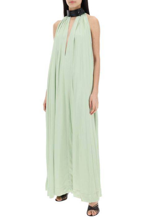 ferragamo maxi dress with leather buckle detail