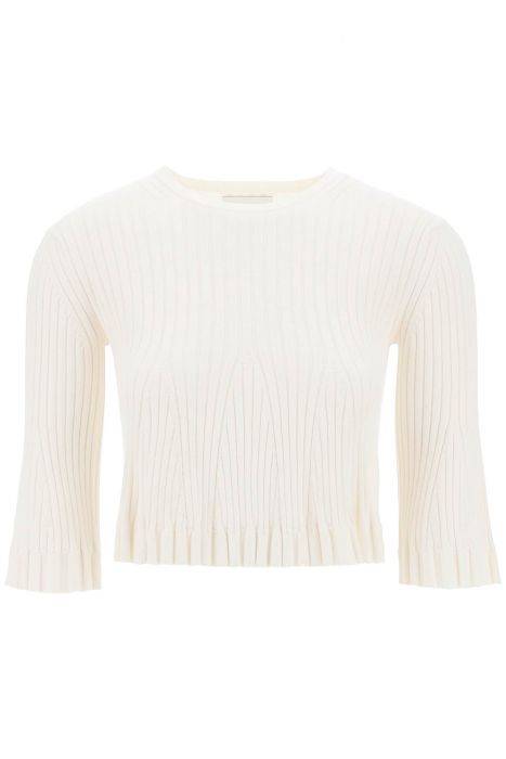 loulou studio silk and cotton knit ammi crop top in