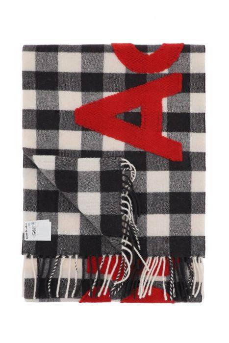 acne studios "checked scarf with logo pattern"