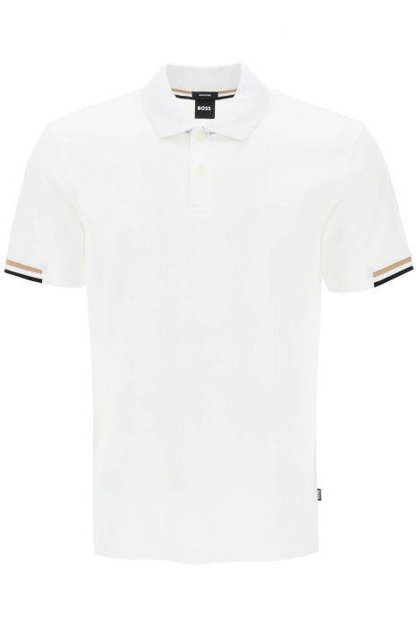 boss parlay polo shirt with stripe detail
