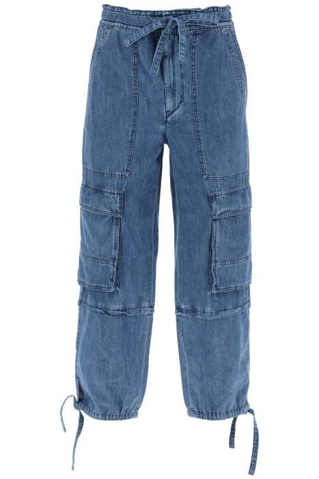 isabel marant etoile ivy cargo pants in washed effect canvas fabric