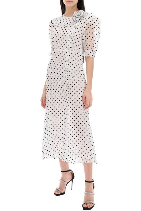 alessandra rich "silk organza midi dress with polka