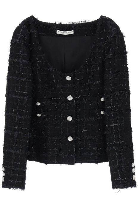 alessandra rich tweed jacket with sequins embell