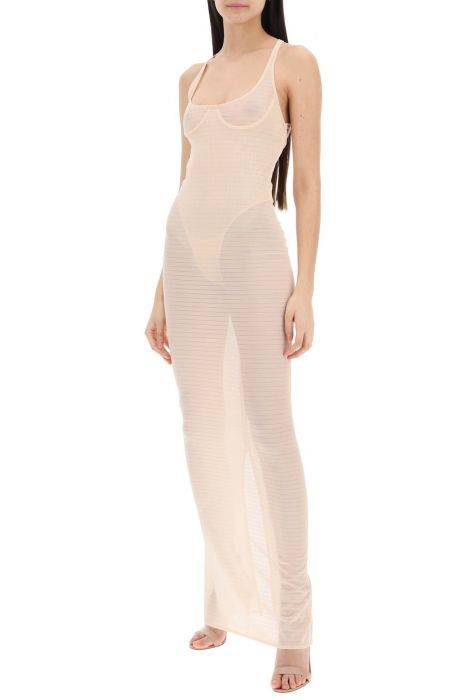 alaia transparent dress with integrated bodysuit