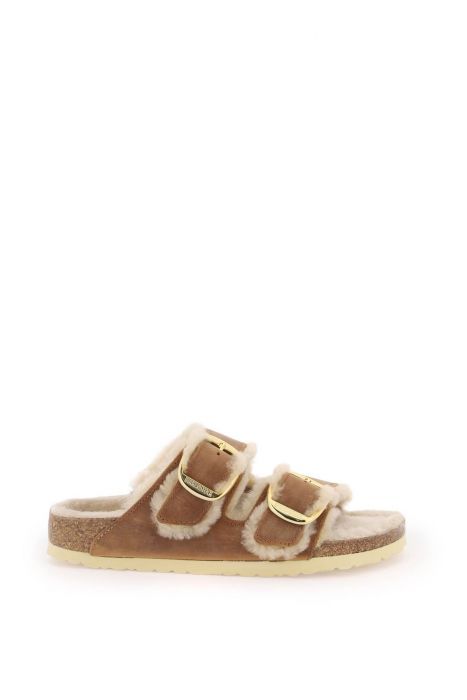 birkenstock arizona big buckle mules in shearling