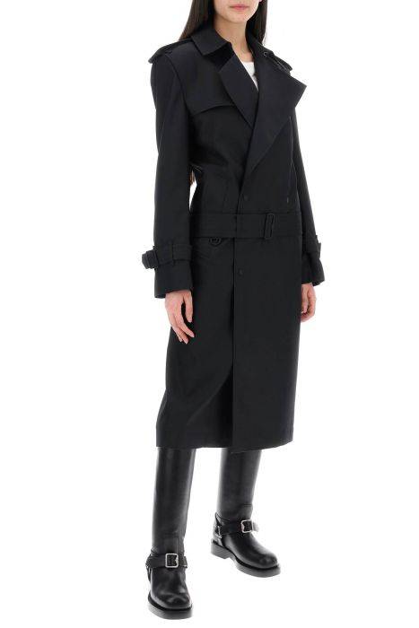 burberry double-breasted silk twill trench coat