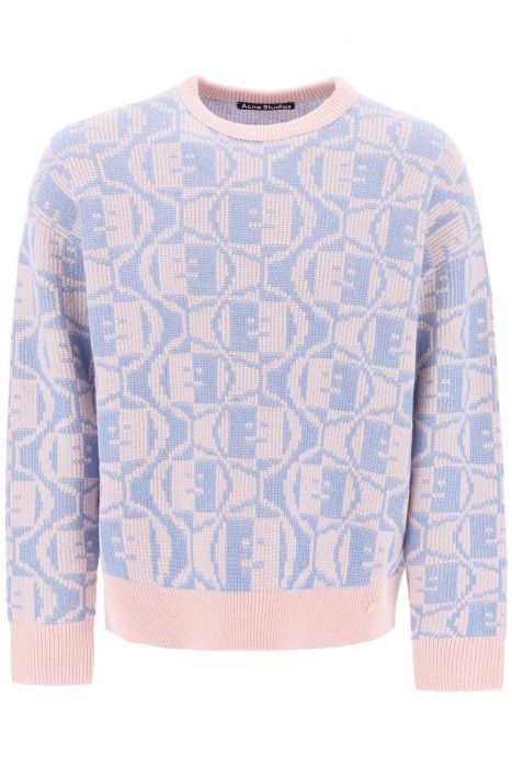 acne studios pullover girocollo face jacquard