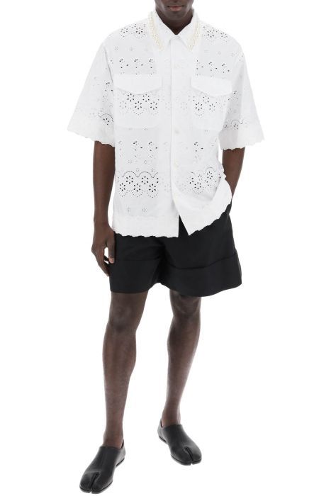 simone rocha "scalloped lace shirt with pearl