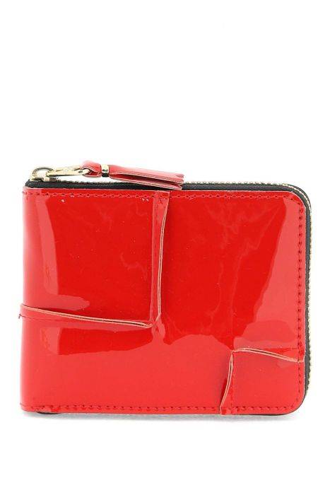 comme des garcons wallet zip around patent leather wallet with zipper