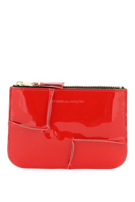 comme des garcons wallet zip around patent leather wallet with zipper