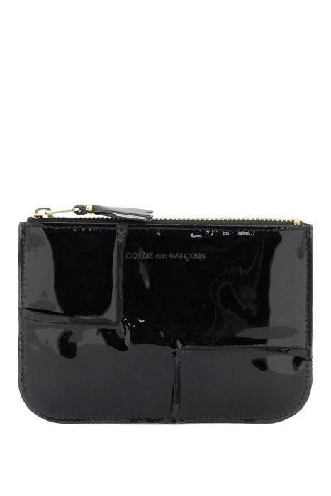 comme des garcons wallet zip around patent leather wallet with zipper
