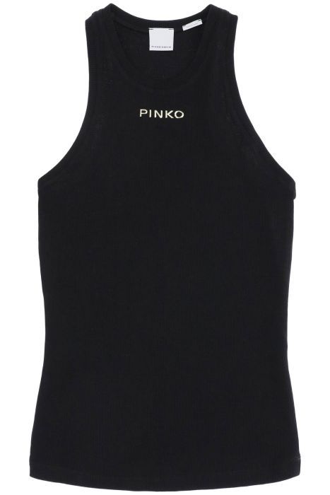 pinko top smanicato con logo