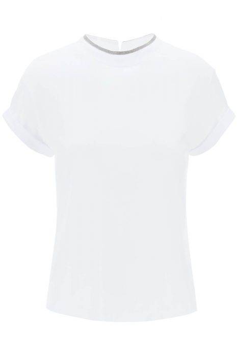 brunello cucinelli cotton t-shirt with precious coll