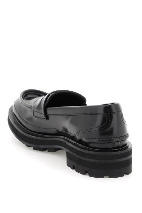 alexander mcqueen brushed leather penny loafers