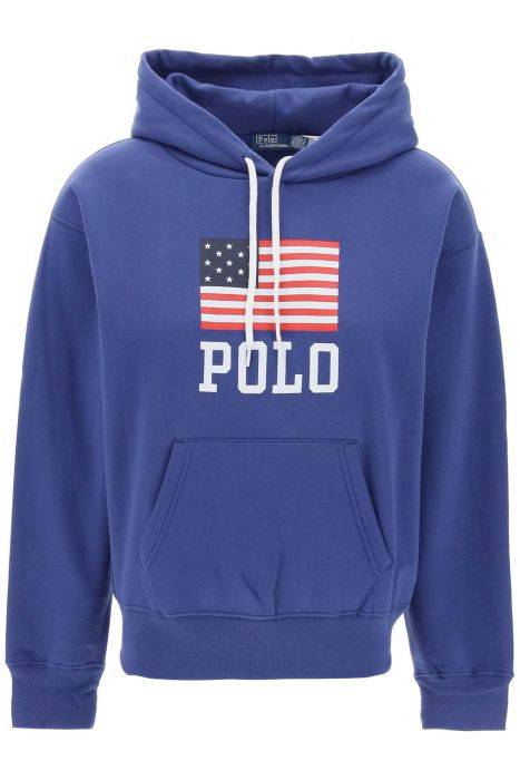 polo ralph lauren hooded sweatshirt with flag print