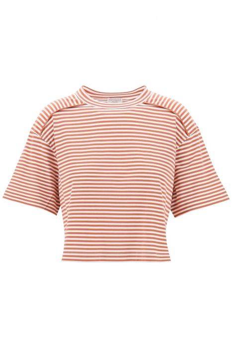 brunello cucinelli striped boxy t-shirt
