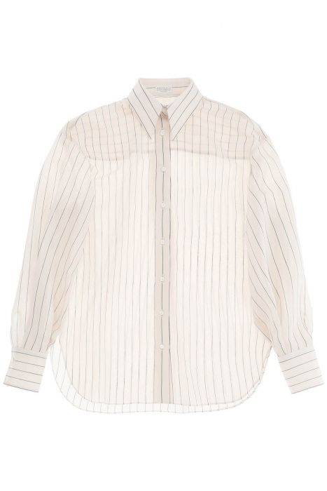 brunello cucinelli lightweight sparkling stripe shirt