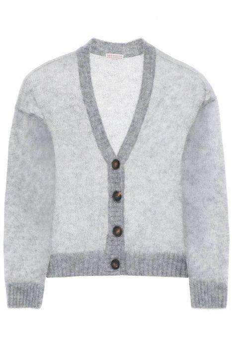 brunello cucinelli short wool and mohair cardigan